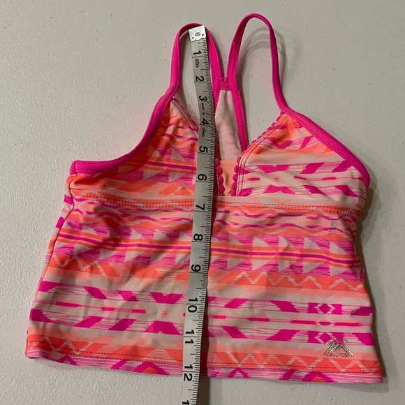 Girls 5/6 ZeroXposur 3 Piece Tankini Set - Pink and Orange - Picture 4 of 8